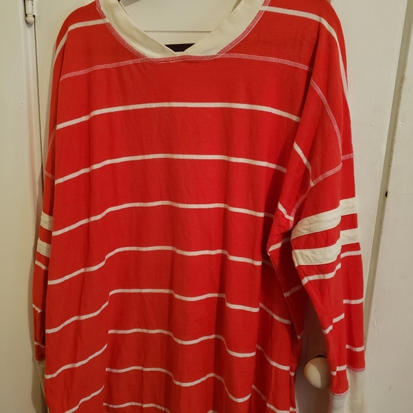 Free People Movement XL Oversized Red White Striped Color Block Star Layer Worko - Picture 6 of 6